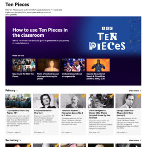 Screenshot of the BBC Ten Pieces website